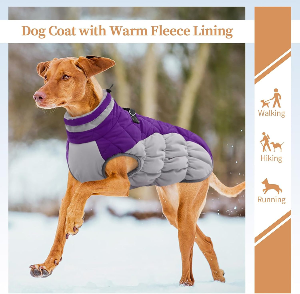 Dog Winter Jacket Cozy Reflective Waterproof Windproof Warm Pet - Large / Purple - image 4