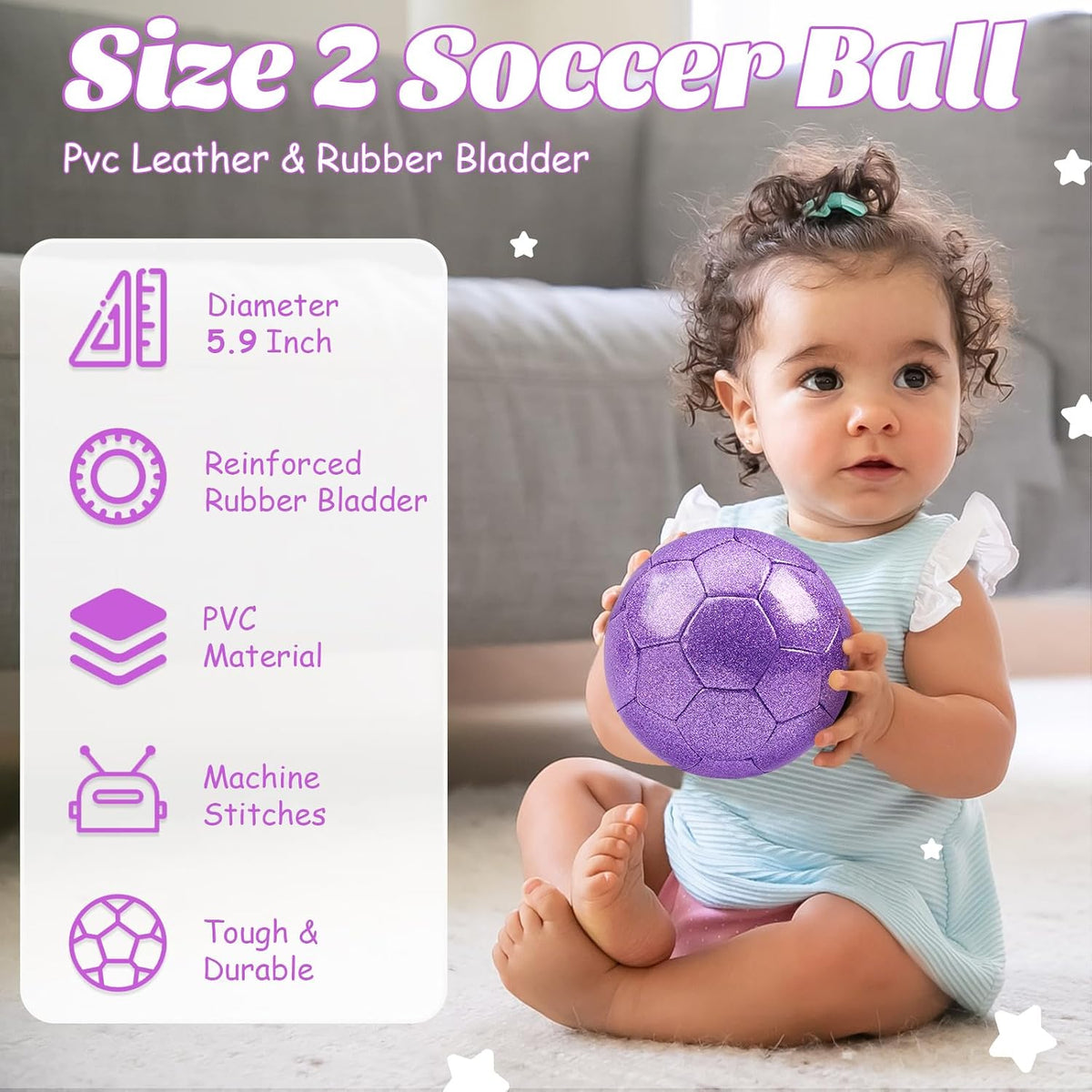 DLUGOPIS sparkling pink size 2 toddler soccer ball for ages 3 to 8 - view 8
