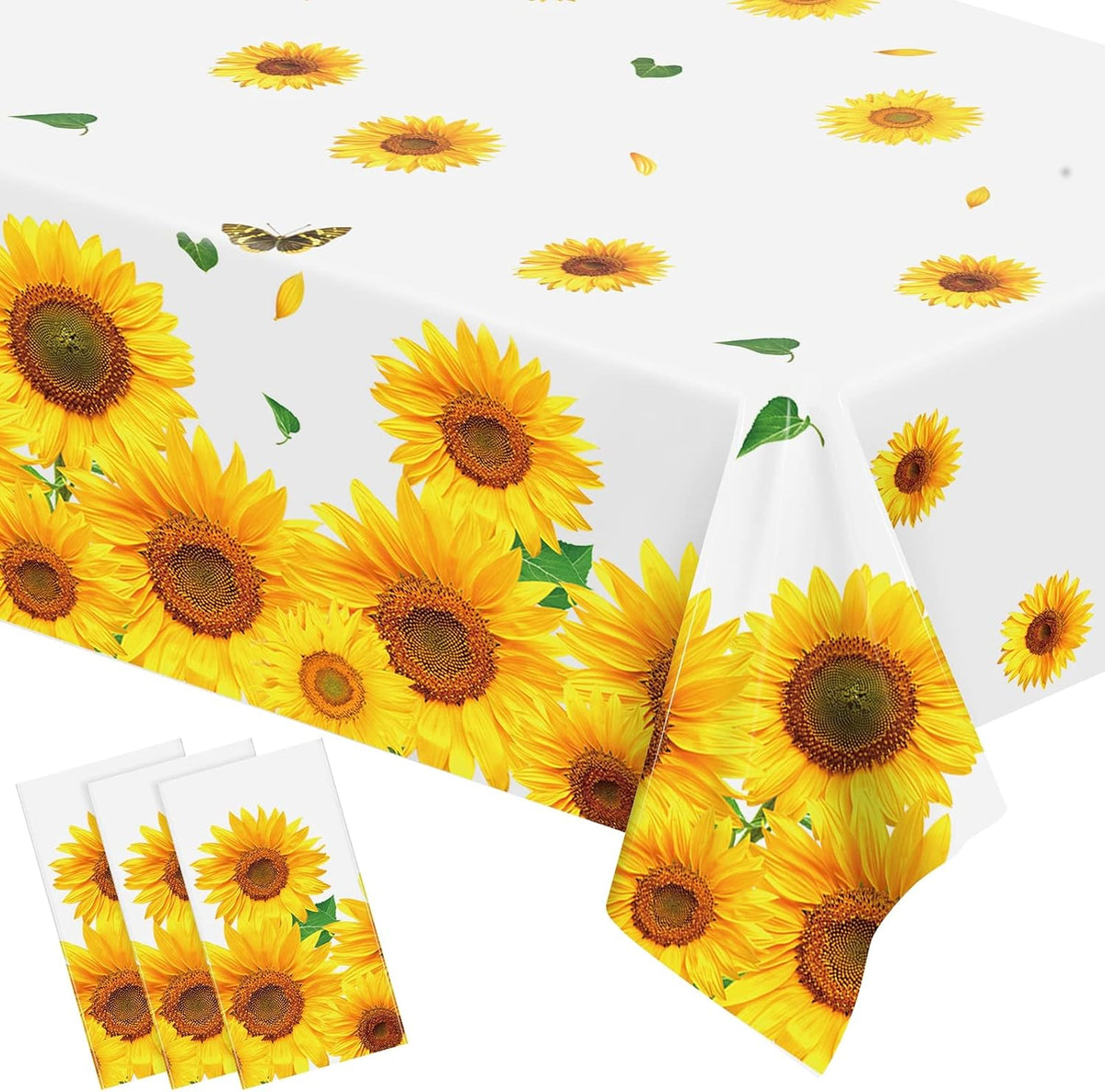 durony 2 Pieces Halloween Candy Corn Disposable Tablecloths 108 x 54 - 3 / Sunflower