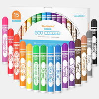 Shuttle Art Dot Markers, 15 Colors Washable Markers for Toddlers - 15 Colors / 15