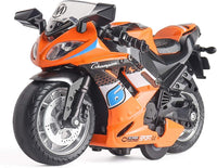 Toy Motorcycle, Pull Back Toy Car with Sound and Light Toy - Orange