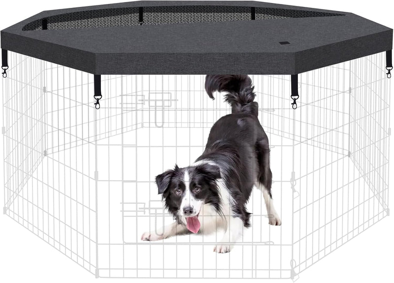 Artmeer 24"H Dog Playpen with Door & Octagonal Top Cover - Octagonal Top cover