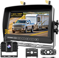 RV Backup Camera Wireless with 7" 1080P Monitor, for Furrion Pre-Wired RV, 4-Channel Split Screen System, Loop Recording, IR Night Vision, Wide Rear View Camera for Truck, Trailer, Camper