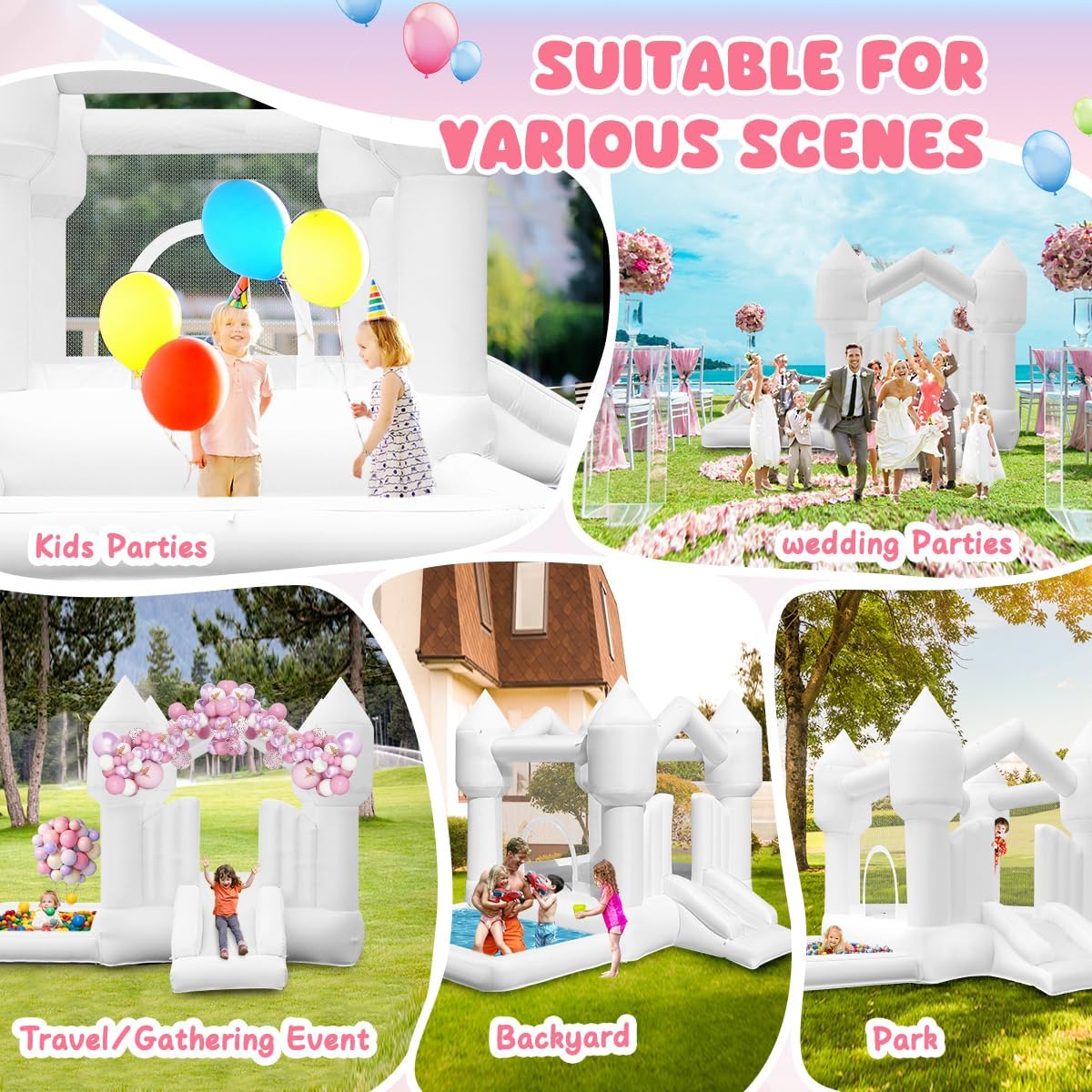 FINCOME 10 in 1 inflatable bounce house with double water slides, climbing wall and splash pool - view 5
