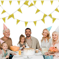 Pennant Banner Flags Pastel for Birthday Classroom Outdoor 4 Strings – Fun for Kids & Family - Gold (Metallic) - image 4