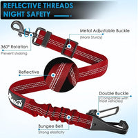 Lukovee Dog Seatbelt Leash for Cars, 2 Pack Pet Safety Seat Belt with Adjustable Buckle & Reflective Bungee, Connect Dog Harness in Vehicle Dogs Restraint Travel Daily Use (Red)