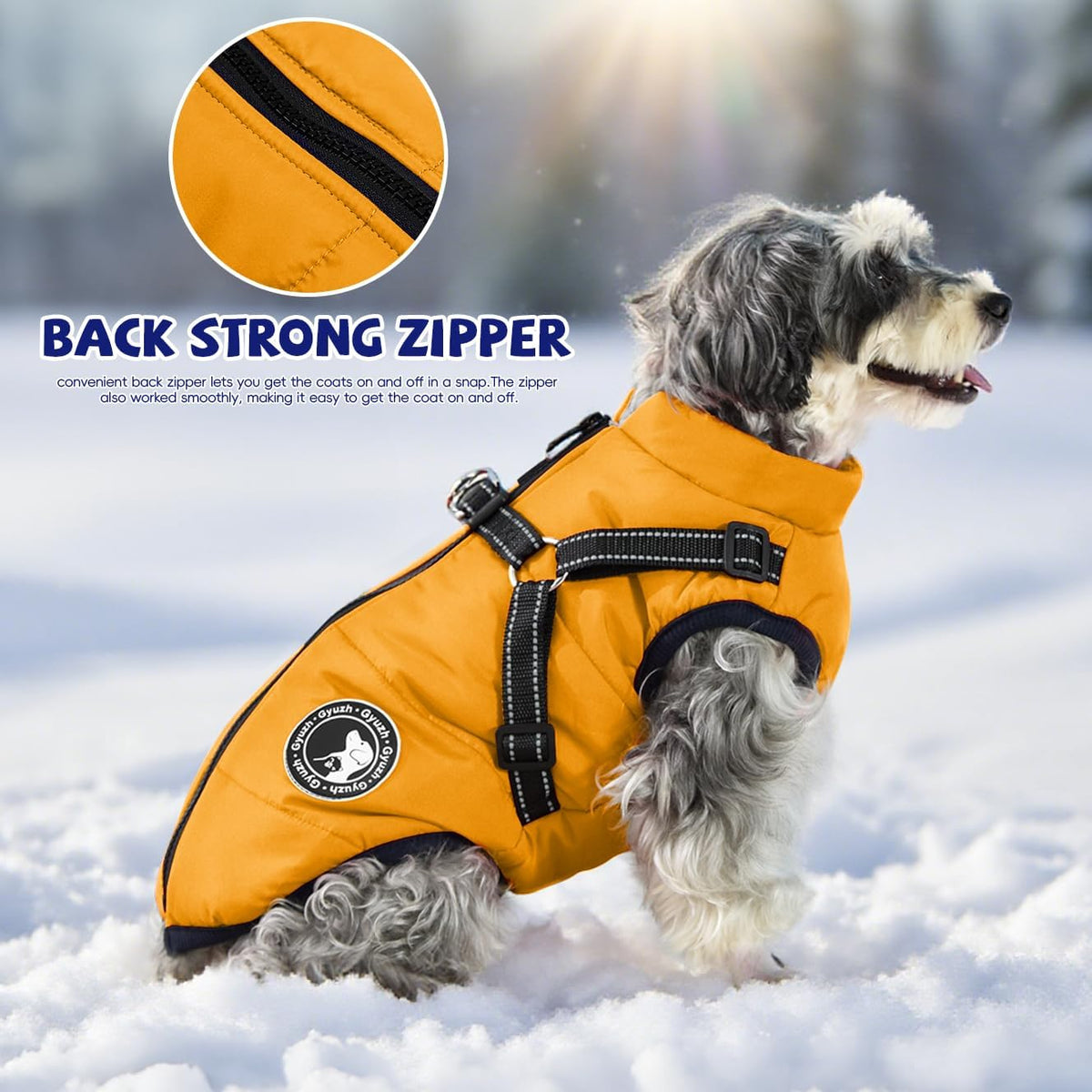 Gyuzh Dog Coat with Harness Puppy Coats Small Dog Harness Jacket - XX-Large / yellow - image 4