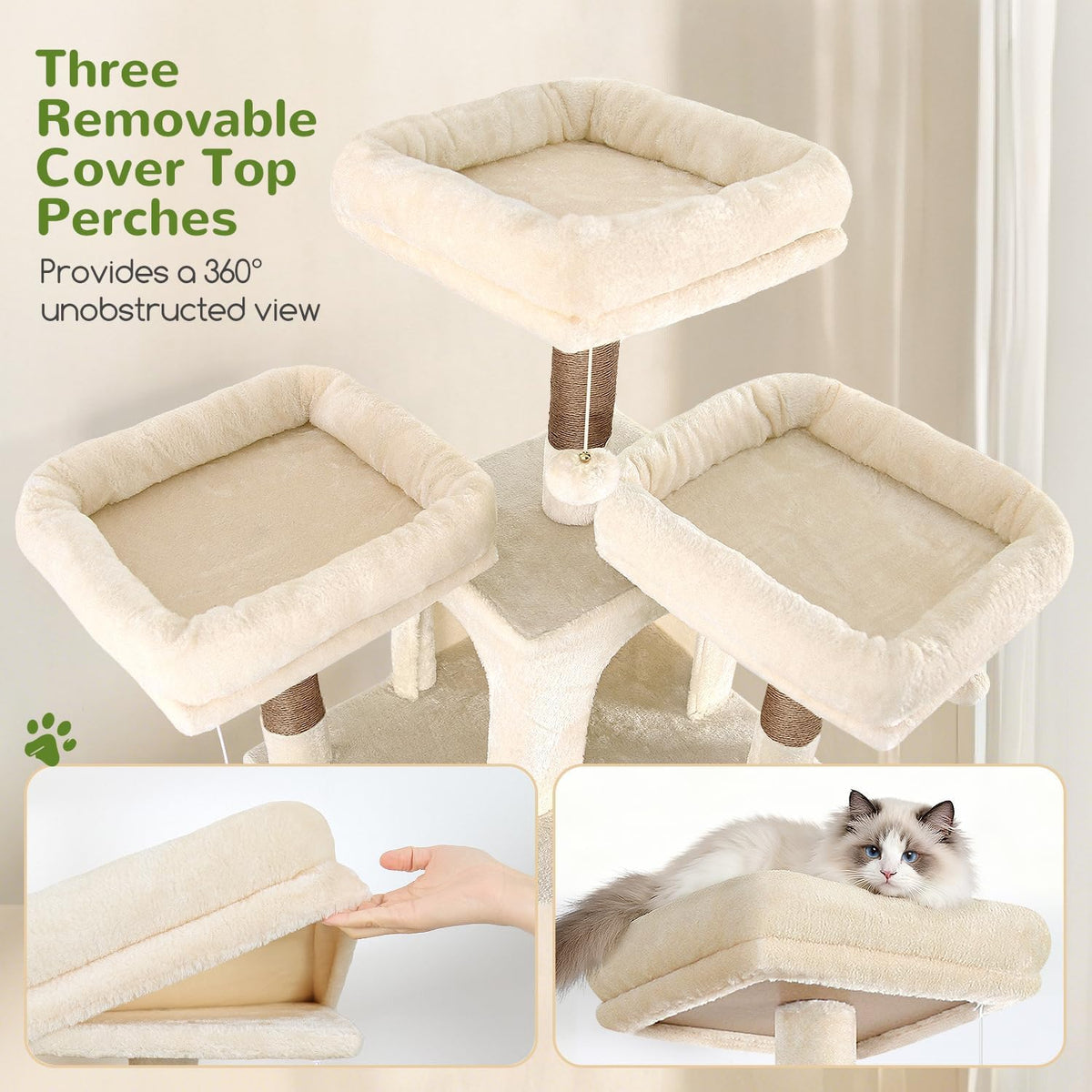 Globlazer Cat Tree Tower for Multiple Adult Cats, F82 - 82 inch / Beige - image 3