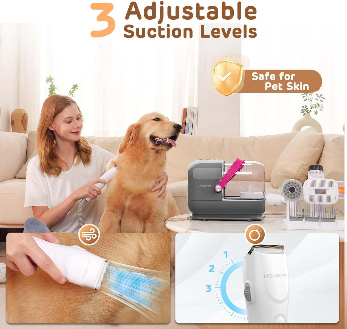 HEAPETS Dog Grooming Vacuum Kit - Gray - image 2