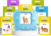 Spanish & English Talking Flash Cards for Toddler - Blue / Portuguese & English (224 Words)