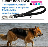 Short Dog Leash - 9 Inch Dogs Lead Grab Tab Heavy Duty Waterproof PVC Dog Training Traffic Leashes - 9'' / Pink - image 2