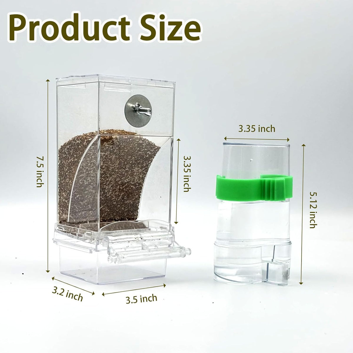 Automatic No Mess Bird Feeder Water Dispenser Set – Essentials for Birds - Transparent + Green - image 2