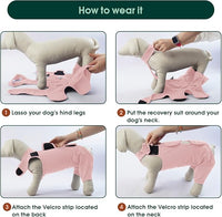 Kuoser Dog Surgery Recovery Suit for Rear Legs, Thigh Wound Protective Sleeve for Dogs, Dog Recovery Sleeve for Female Male Dogs, Dog Onesie After Surgery Pet Surgical Suit for Spay Neuter, Pink S