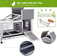 Indoor Rabbit Hutch Bunny Cage with 4 Casters - image 3