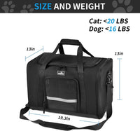 Wakytu TSA & Airline Approved Soft Pet Carrier for Cats/Dogs - 19.3"L x 13"W x 13"H / 2.0 Black - image 2
