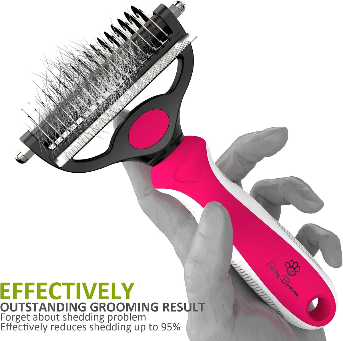 Spring Blossoms-2 in 1 Professional Grooming Rake for Cats - Rose - image 2