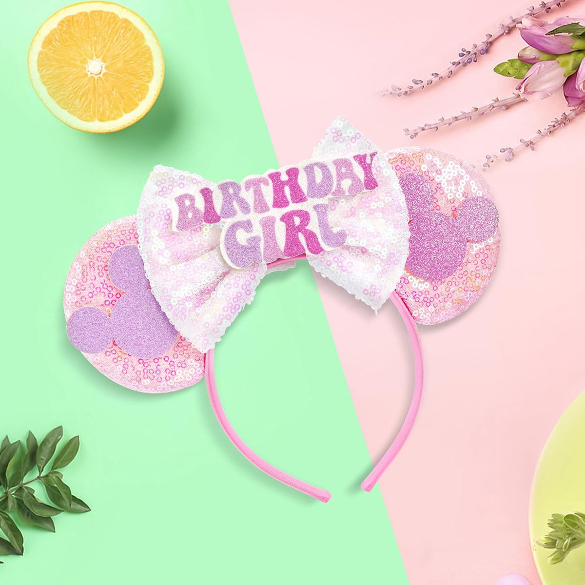 LYLIN Birthday Mouse Ears, Mouse Ears Headband for Women Girls – Fun for Kids & Family - TG-Birthday Girl Pink - image 2