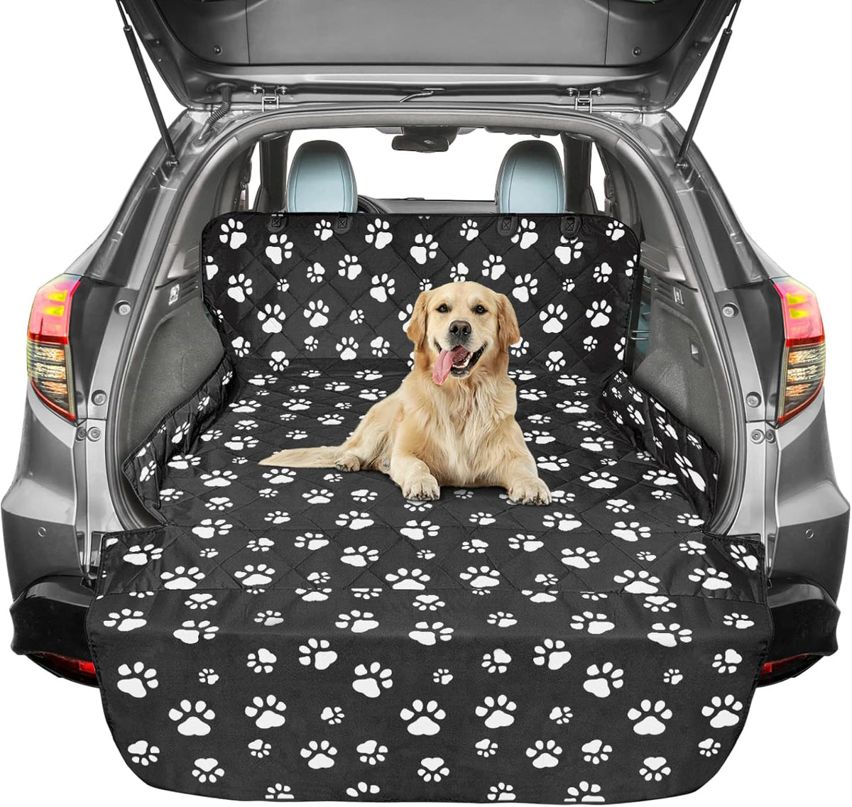 SUV Cargo Liner for Dogs - Trunk Cover for SUV with Bumper Flap Protector – Essentials for Dogs - Paw Print / Standard: 55" x 91"