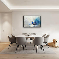 Quorin Peacock Large Wall Art Blue and White Pictures Elegant Animal Wall Decor Canvas Print Painting Artwork for Bathroom Living Room Bedroom 36L x 24W