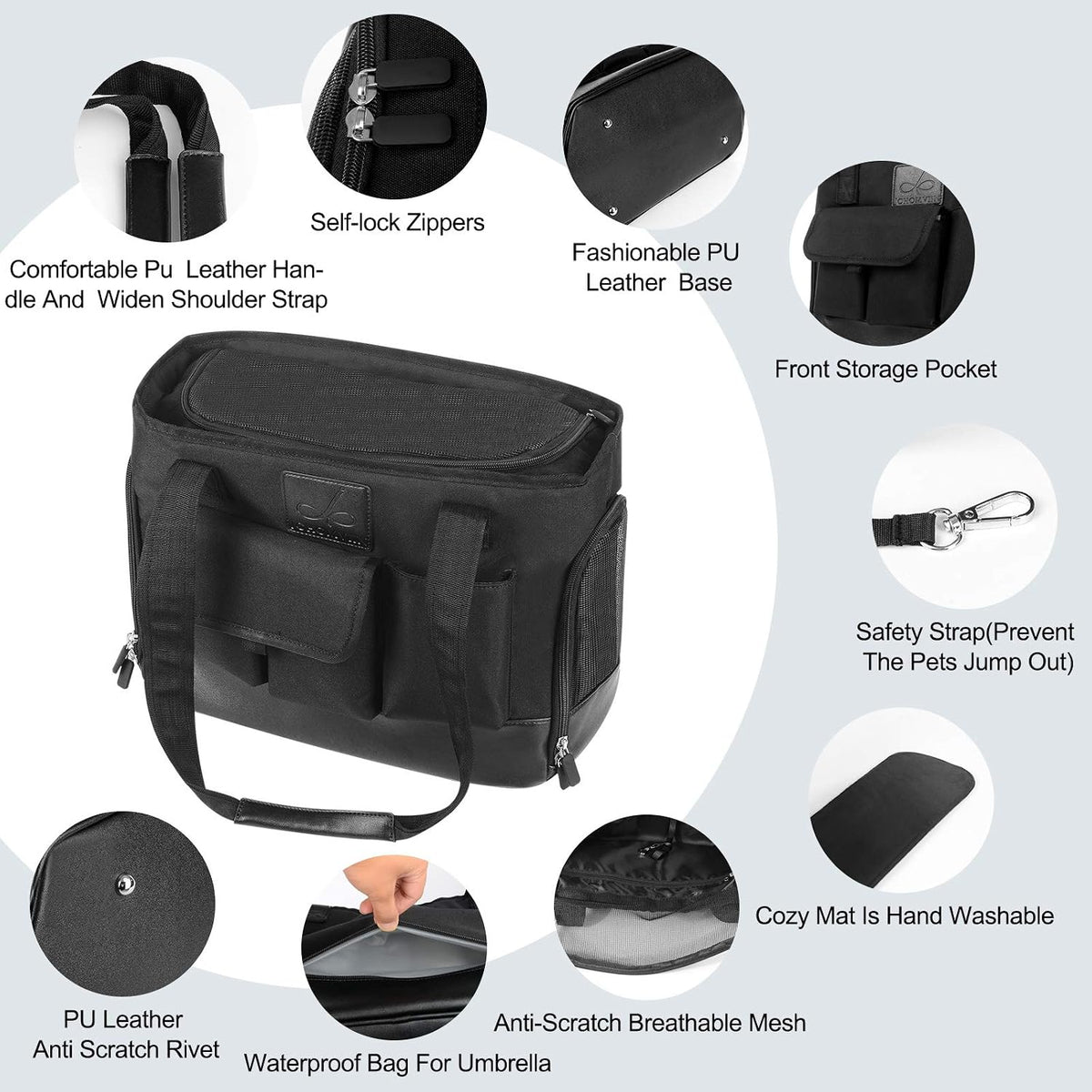 Cat Carrier, Dog Carrier, Pet Carrier - Black - image 4