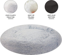 Calming Fluffy Donut Dog Bed for Large Dogs, 36" Round - 23.0"L x 23.0"W x 7.0"Th / Light Blue - image 3