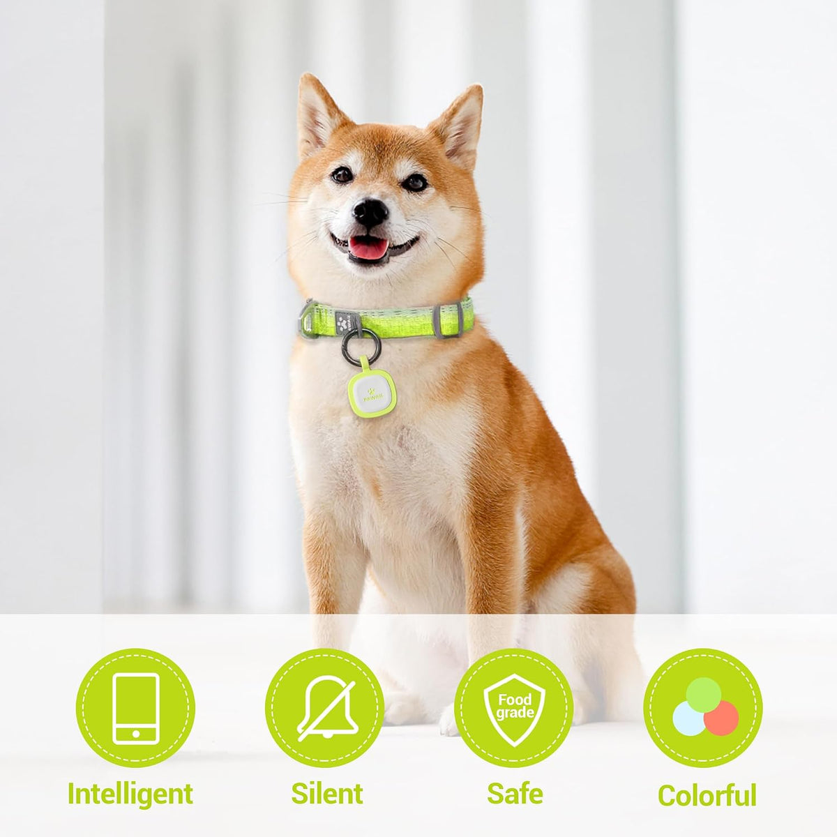 Pawaii Dog ID Tag, Silent Silicone QR Code Tag, Scan Alerts - Light Green - image 3