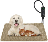 Heated Cat Bed, Waterproof Cat Heating Pad with Timer Temperature Adjustable, Indoor Heated - Brown / Medium(28"x20")