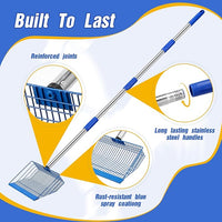 Large Chicken Poop Scooper, Heavy Duty Chicken Coop Scoop for Sand, 35" to 64" Adjustable Stainless Steel Handle, Multifunctional Sifting Shovel for Chicken Coop/Goat Stall/Stable Cleaning