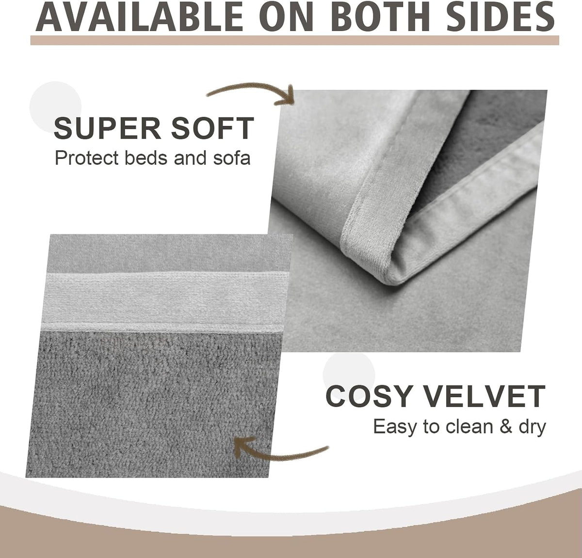 Ameritex Pet Bed Blanket Reversible 100% Waterproof Velvet Super Soft - 68x82 Inches / Silvergrey+grey - image 4