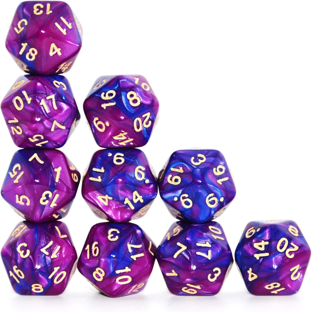 SmartDealsPro 10-Pack 20 Sided Dice D20 Polyhedral Dice for DND RPG - Blue-purple - image 3