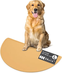 Silicone Dog Food Mat, Pet Placemat, 21" x 10.5" Deep - Honey / Large