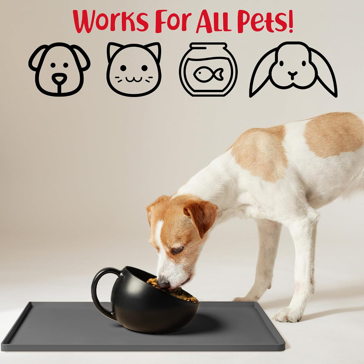 DogBuddy Dog Food Mat, Waterproof Silicone Pet Bowl Mats with Raised Edge – Essentials for Dogs - Large: 24" x 16" / Shadow - image 3