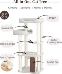 37.5" Cat Tree Tower for Large & Senior Cats, Low-Step Design – Essentials for Cats - Gray 53'' - image 3
