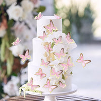 30Pcs 2D Waterproof Swallowtail Butterfly Cake Topper Transparent - Not Edible / Pink Gold-3 - image 2