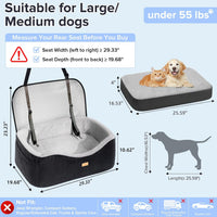 BLVRYVIO Large Dog Car Seat for Medium Sized Dogs Under 55lbs or 2 - Black/Gray / Large - image 2