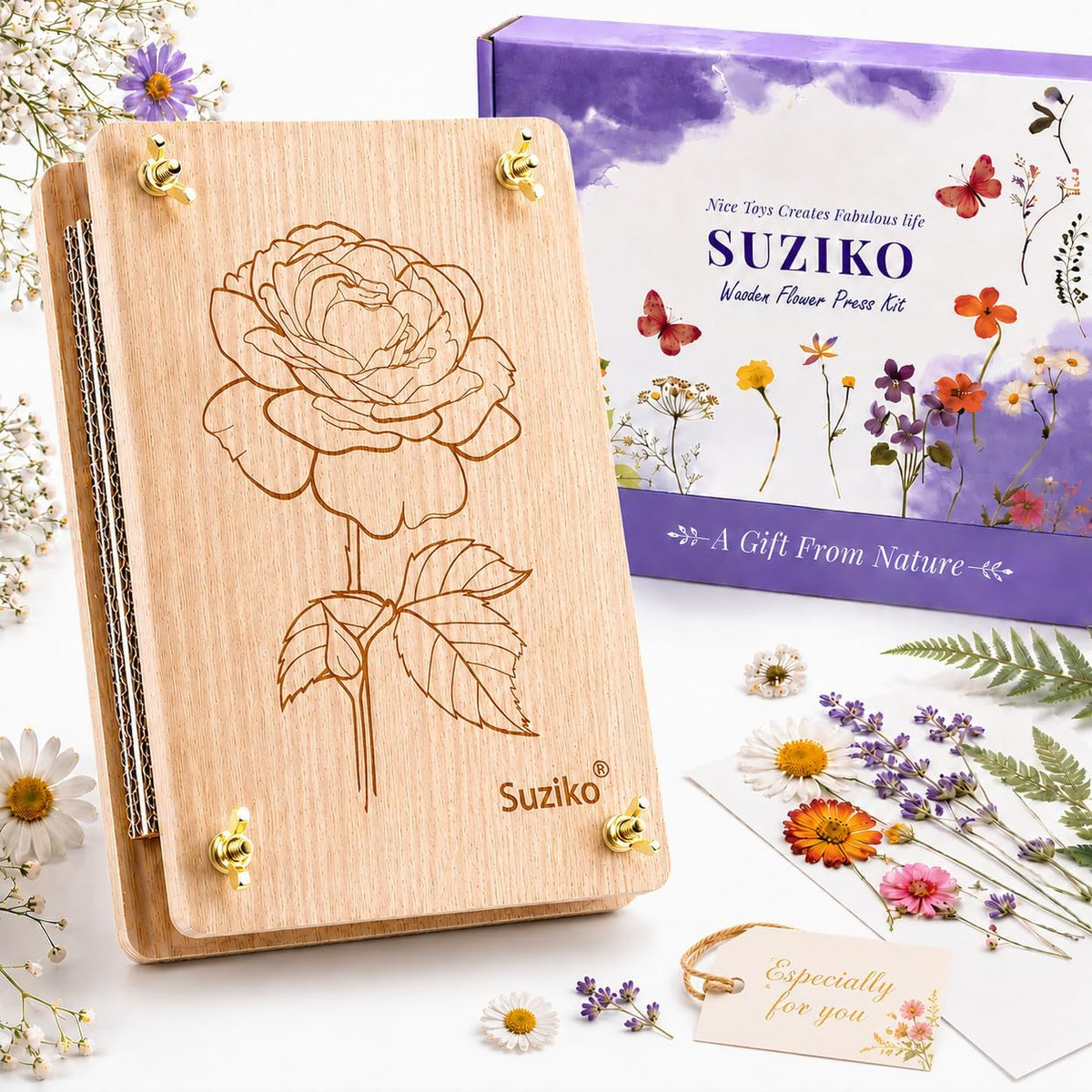 Suziko Large Flower Press Kit 10.8 x 6.9 inch for Adults - Rose 10.8" x 6.9"