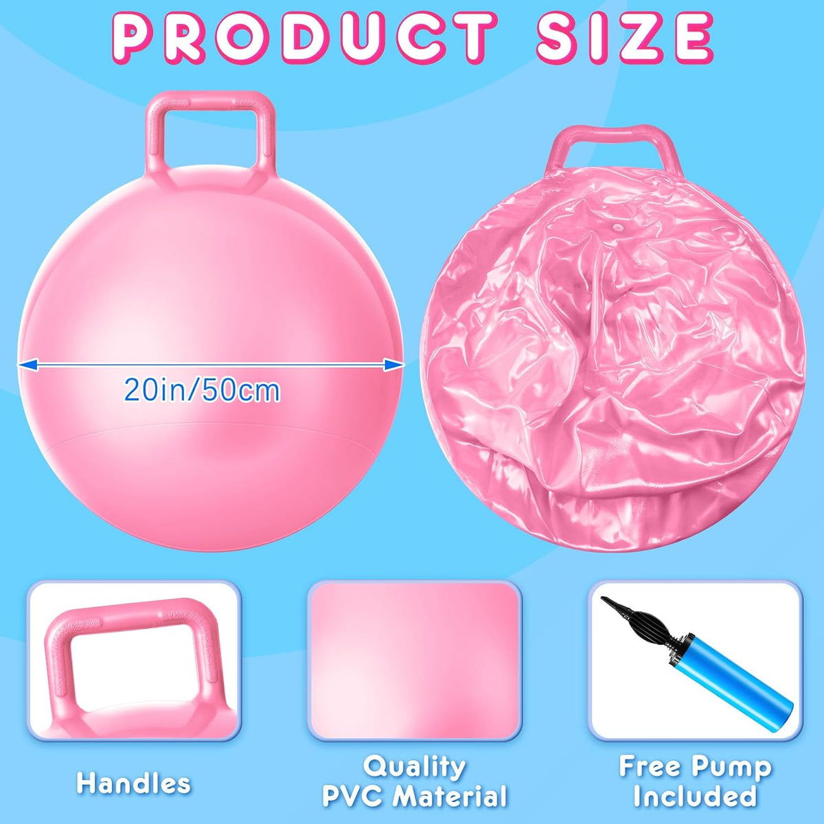 Lewtemi 6 Pcs Hopper Ball with Handle - Light Colors / 20 Inch - image 2