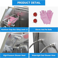 Dog Washing Station 50" Dog Grooming Tub with Right Stair& Faucet, Stainless Steel Dog Bathing Station for Home,Dog Bathtub for Large,Medium,Small Pets