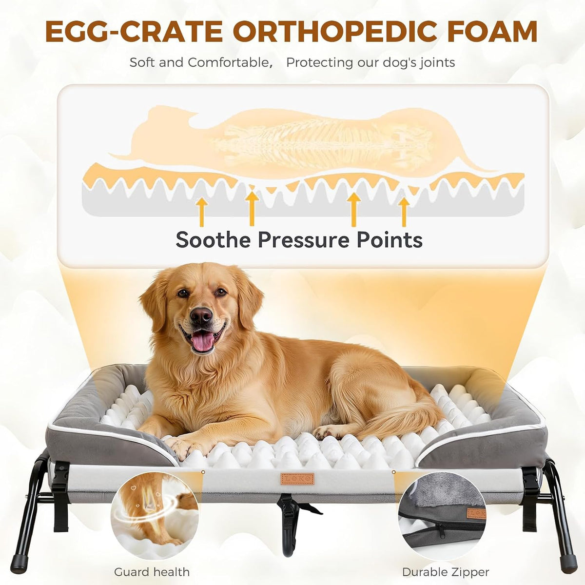 Lekereise Outdoor Elevated Dog Beds for Small Dogs - 43.3"L x 32.3"W x 12.2"Th - image 3
