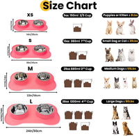 Conlun Dog Bowls with Silicone Mat, No Spill Stainless Set, XS - Medium-29oz / Pink - image 2