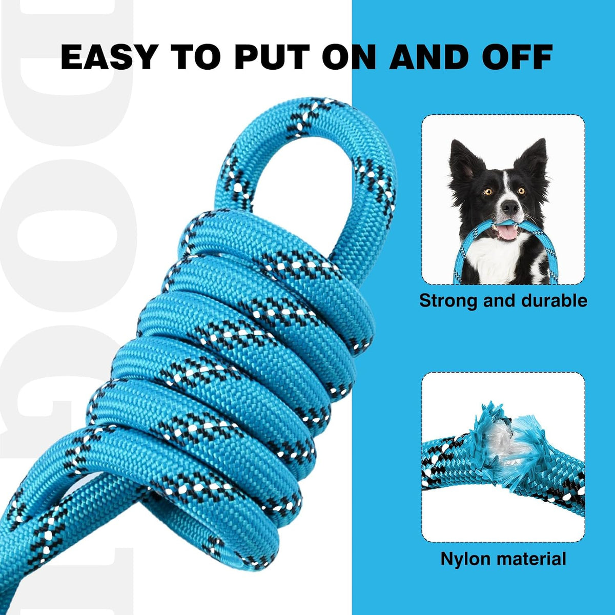 Slip Lead Dog Leash Reflective Training Durable Braided Rope Leashes – Essentials for Dogs - Light Blue / 1PC Large 1/2in x 6ft - image 4
