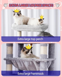 Cat Tree, Cat Tower for Large Cats with 2 Big Platforms, 2 Baskets, condo and Toys, 63" Cat Scratching Posts for Indoor Cats, Light Gray GCT020W