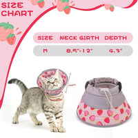 EXPAWLORER Cat Recovery Cone Collar- Soft Adjustable Pet Collar for After Surgery, Waterproof Elizabethan Protective Collar, Stop Licking Donut for Small Medium Kittens (Strawberries M (8.5-12 in))