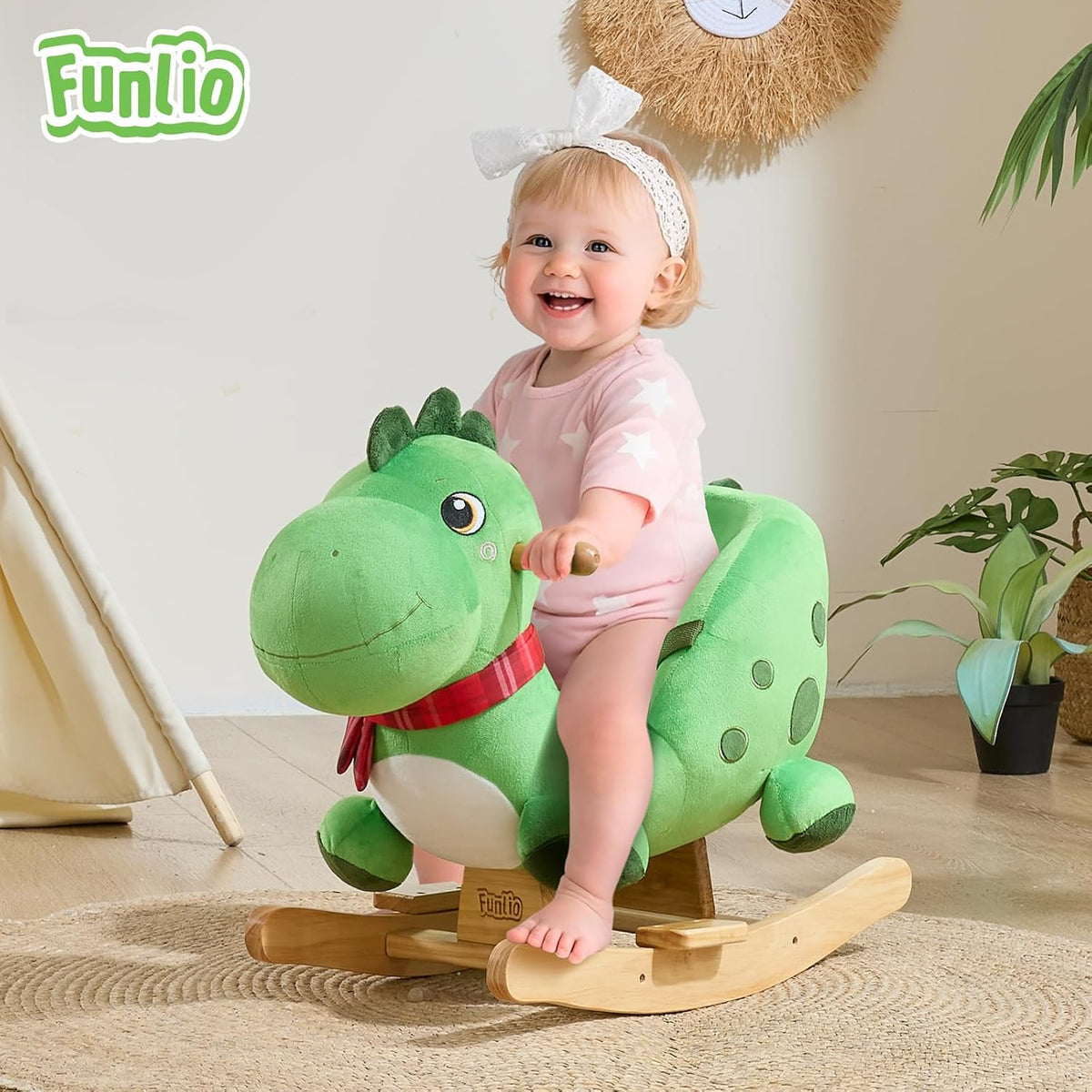 FUNLIO Unicorn Baby Rocking Horse - Viridian Dino - image 2