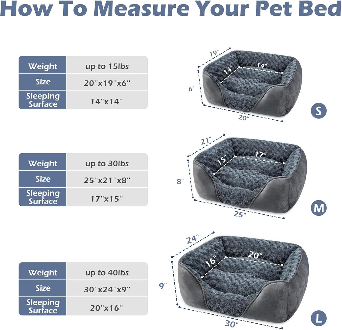 Rectangle Washable Orthopedic Dog Bed for Small - L(30"x 24"x 9") / Grey - image 2
