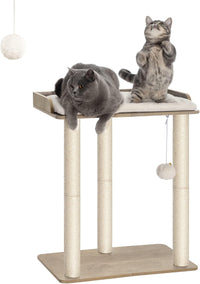 Modern Cat Tree for Large Cats, Full Sisal Cat Scratching Post – Essentials for Cats - Greige / 22"L x 15.7"W x 26.7"H