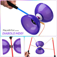 CHEE MONG MD01 triple bearing Chinese yoyo diabolo in blue and white with carbon sticks - view 10
