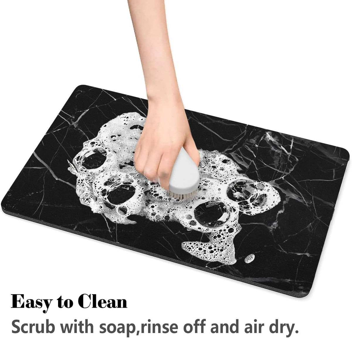 Dog Food Mats for Floors Absorbent, Pet Cat Food Mat - S(12"×20") / Marble Black - image 4