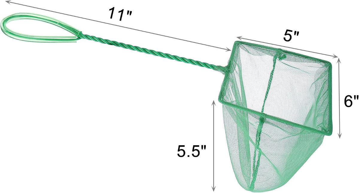 2 Pack Aquarium Fish Net Fine Mesh Quick Catch Tank Skimmer 5 Inch – Essentials for Fish - Green / 6" (2-Pack) - image 2
