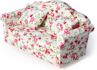Cutemini white 1/12 scale dollhouse loveseat couch with pillows - view 3